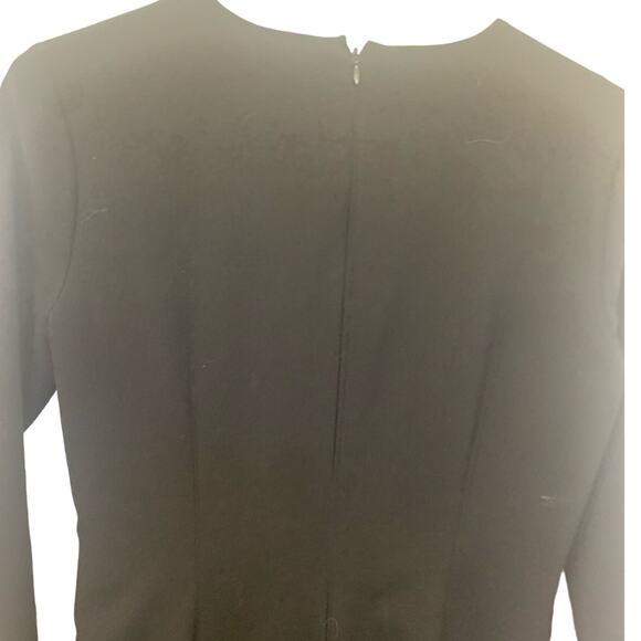 Calvin Klein Party Short Dress 8 Black Faux Wrap Sheath Silver Buckle  Cocktail - Picture 6 of 9